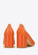 Leather block heel court shoes, orange, 96-D-501-P-41, Photo 5