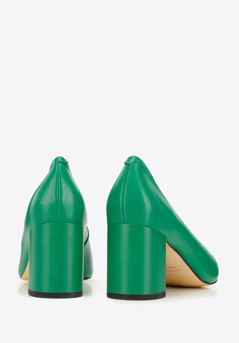 Leather block heel court shoes, green, 96-D-501-P-38, Photo 5