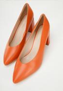 Leather block heel court shoes, orange, 96-D-501-P-41, Photo 8