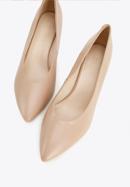 Leather block heel court shoes, beige, 96-D-501-7-38, Photo 8