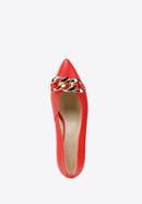 Leather classic court shoes with chain detail, red, 96-D-502-3-40, Photo 4