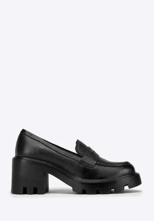 Leather platform court shoes, black, 97-D-504-1B-38, Photo 1