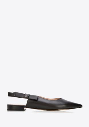 Leather low heel slingbacks, black, 94-D-507-1-36, Photo 1