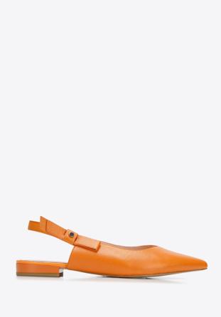 Leather low heel slingbacks, orange, 94-D-507-6-40, Photo 1