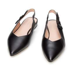 Leather low heel slingbacks, black, 94-D-507-1-37, Photo 1