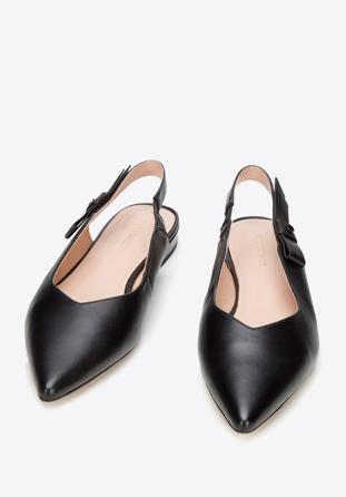 Leather low heel slingbacks, black, 94-D-507-1-35, Photo 1