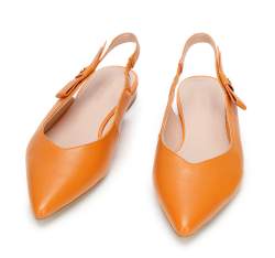 Leather low heel slingbacks, orange, 94-D-507-6-36, Photo 1