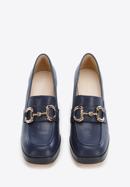 Leather flared heel court shoes, navy blue, 96-D-508-N-40, Photo 2