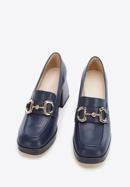 Leather flared heel court shoes, navy blue, 96-D-508-3-39, Photo 3