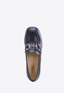 Leather flared heel court shoes, navy blue, 96-D-508-N-40, Photo 4