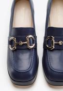 Leather flared heel court shoes, navy blue, 96-D-508-N-40, Photo 8