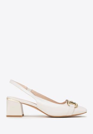 Leather sling back court shoes, cream, 98-D-966-0-35, Photo 1