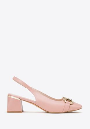 Leather sling back court shoes, pink, 98-D-966-P-40, Photo 1