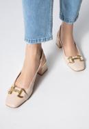 Leather sling back court shoes, beige, 98-D-966-P-36, Photo 15