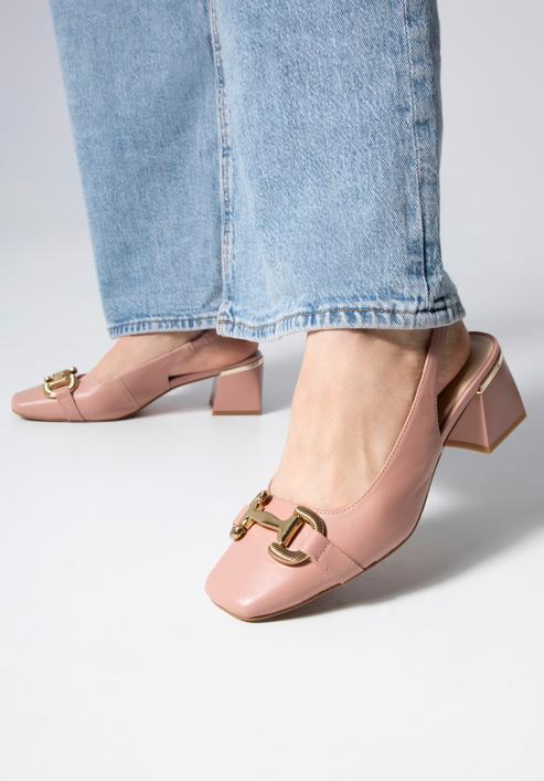 Leather sling back court shoes, pink, 98-D-966-P-39, Photo 15