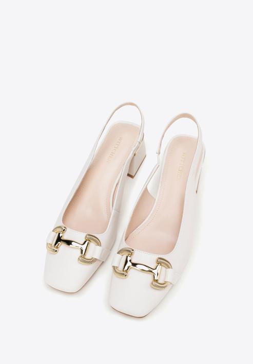 Leather sling back court shoes, cream, 98-D-966-0-38, Photo 2