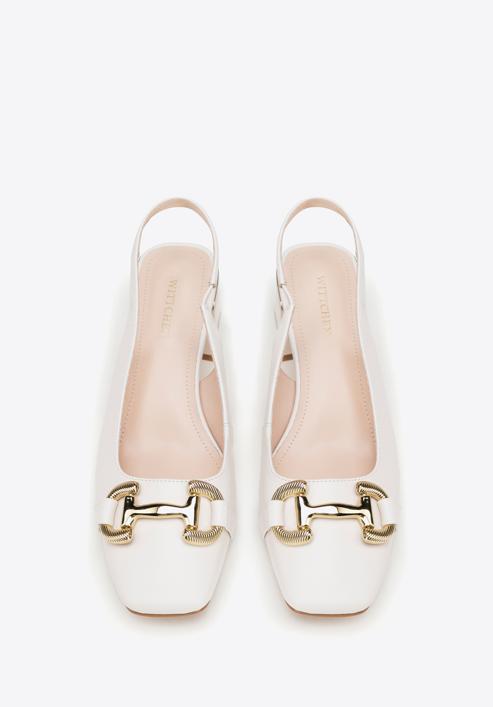 Leather sling back court shoes, cream, 98-D-966-0-39, Photo 3