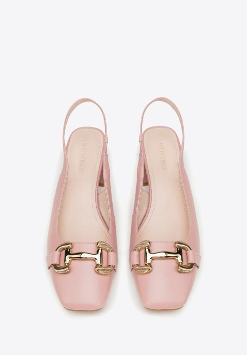 Leather sling back court shoes, pink, 98-D-966-9-35, Photo 3