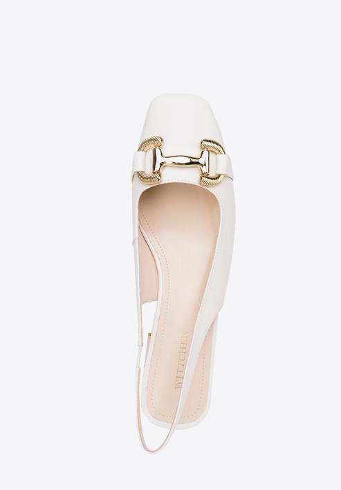 Leather sling back court shoes, cream, 98-D-966-9-36, Photo 5