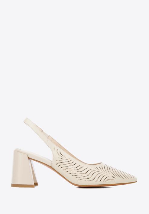 Perforated leather slingback shoes, light beige, 96-D-518-0-40, Photo 1
