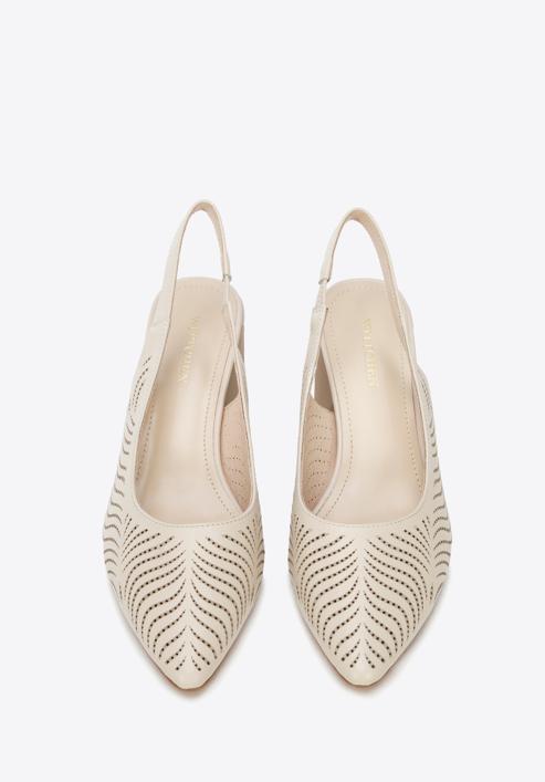 Perforated leather slingback shoes, light beige, 96-D-518-0-38, Photo 2