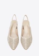 Perforated leather slingback shoes, light beige, 96-D-518-P-39, Photo 2
