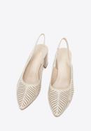 Perforated leather slingback shoes, light beige, 96-D-518-0-38, Photo 3