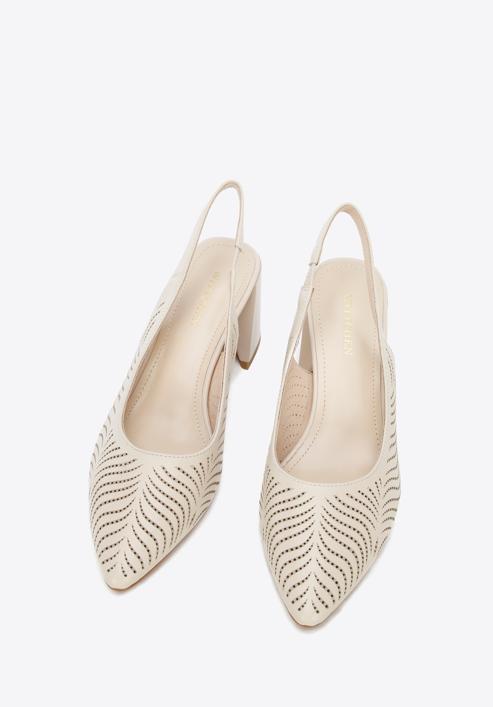 Perforated leather slingback shoes, light beige, 96-D-518-0-37, Photo 3