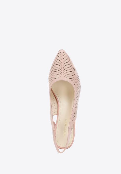Perforated leather slingback shoes, muted pink, 96-D-518-0-35, Photo 4