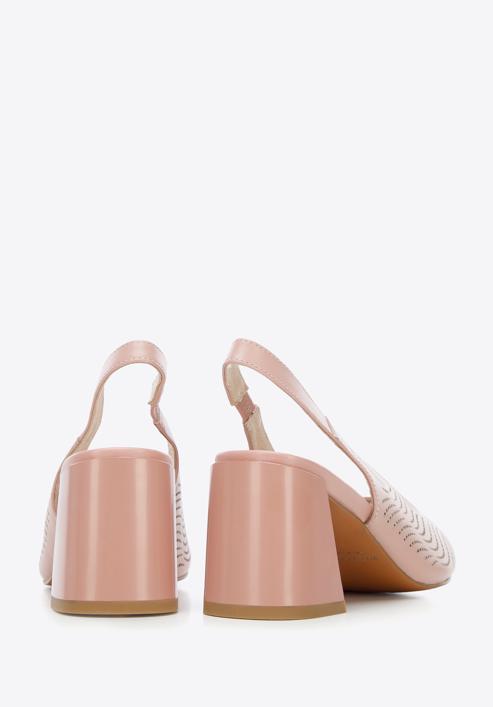 Perforated leather slingback shoes, muted pink, 96-D-518-P-36, Photo 5