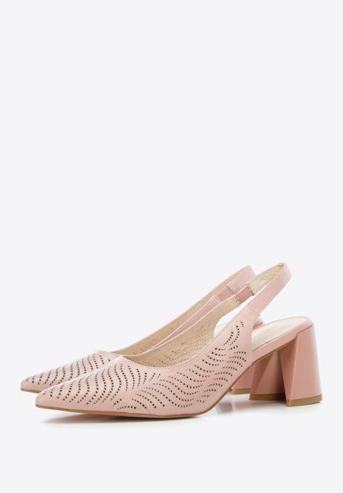 Perforated leather slingback shoes, muted pink, 96-D-518-0-35, Photo 7