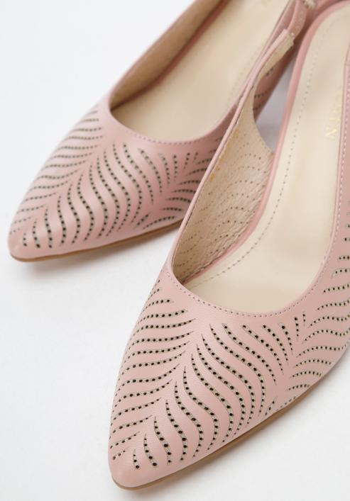 Perforated leather slingback shoes, muted pink, 96-D-518-P-36, Photo 8