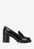 Patent leather block heel penny loafers, black, 96-D-105-N-39, Photo 1