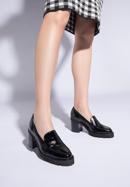 Patent leather block heel penny loafers, black, 96-D-105-N-38_5, Photo 15