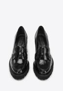 Patent leather block heel penny loafers, black, 96-D-105-N-41, Photo 3
