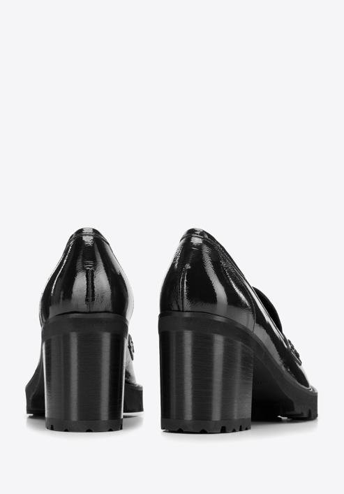 Patent leather block heel penny loafers, black, 96-D-105-N-39_5, Photo 5