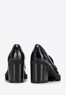 Patent leather block heel penny loafers, navy blue, 96-D-105-N-36, Photo 5