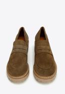 Classic suede moccasins with stacked block heel, brown, 97-D-306-4-37, Photo 3