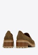 Classic suede moccasins with stacked block heel, brown, 97-D-306-4-38, Photo 4