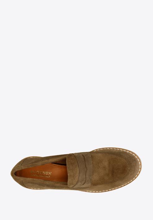 Classic suede moccasins with stacked block heel, brown, 97-D-306-4-38, Photo 5