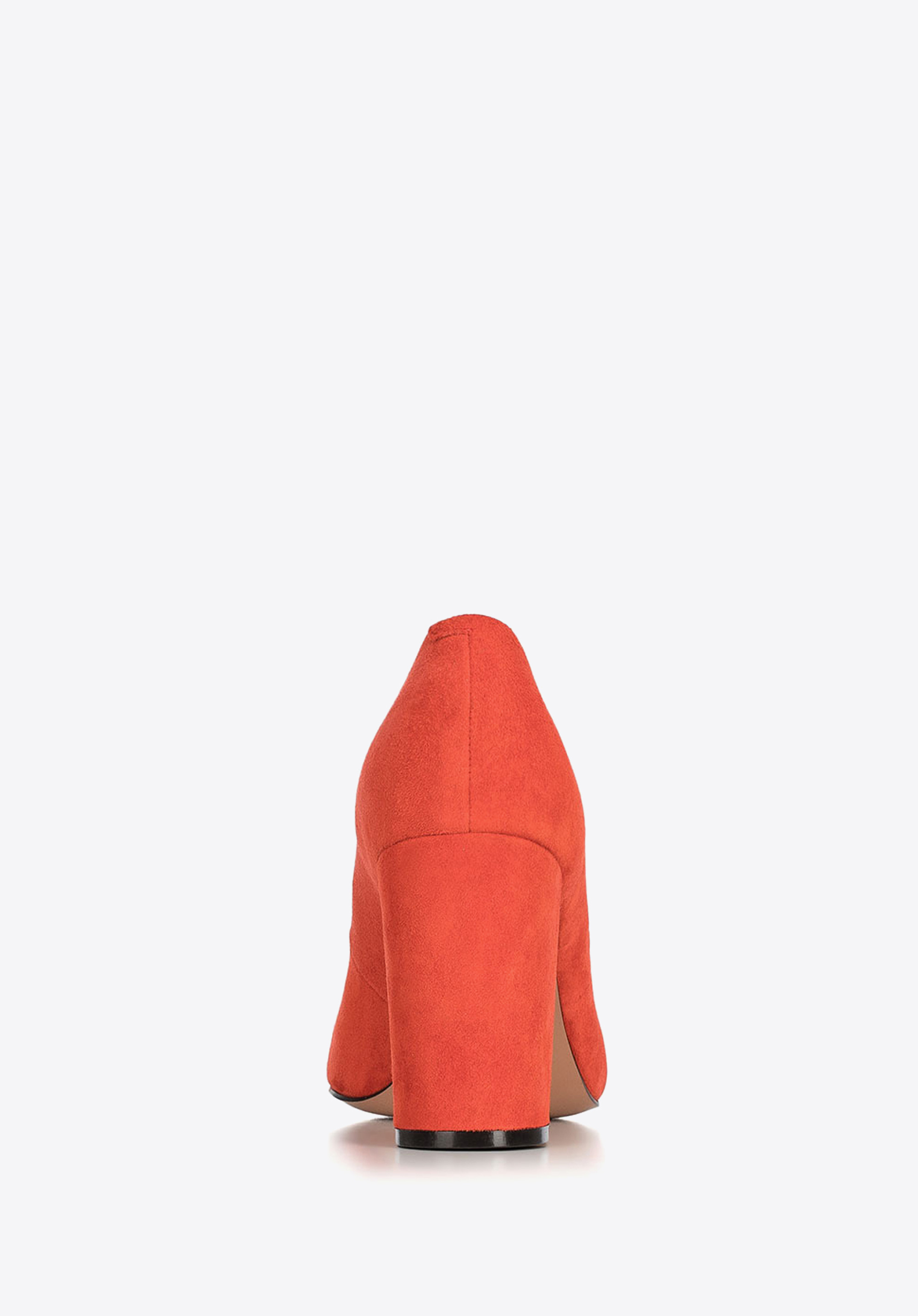Czółenka zamszowe na słupku peep toe | 90-D-959 | Dobre Ceny