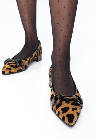 Animal print suede ballerina shoes, brown-black, 97-D-102-4-41, Photo 1