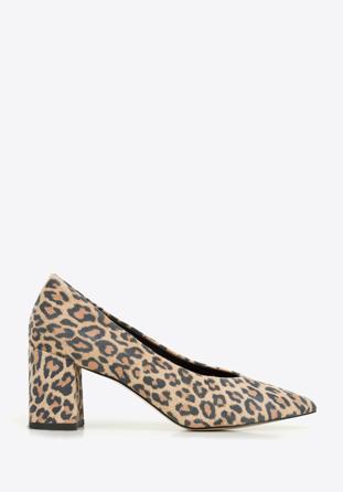 Animal print suede court shoes, black-brown, 96-D-500-1-38, Photo 1