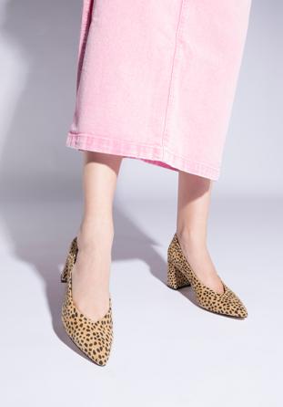 Animal print suede court shoes, brown-black, 96-D-500-5-35, Photo 1