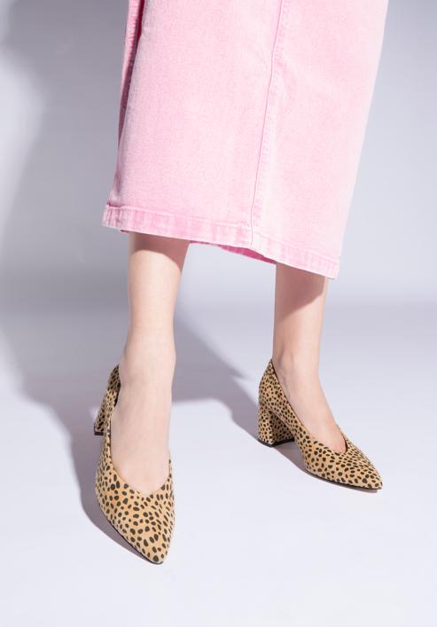 Animal print suede court shoes, brown-black, 96-D-500-9-39, Photo 15