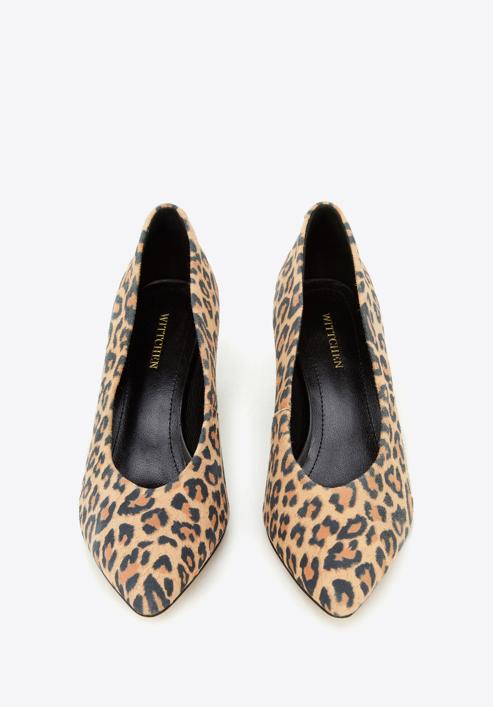 Animal print suede court shoes, black-brown, 96-D-500-1-41, Photo 2