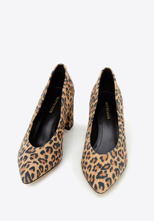 Animal print suede court shoes, black-brown, 96-D-500-9-36, Photo 3