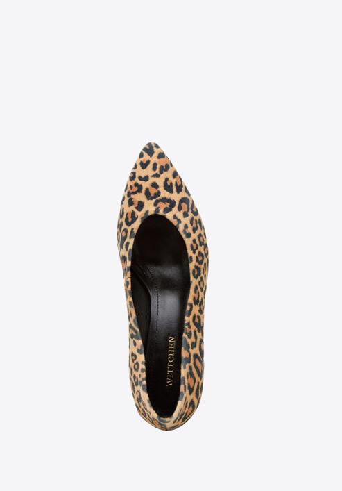 Animal print suede court shoes, black-brown, 96-D-500-9-36, Photo 4