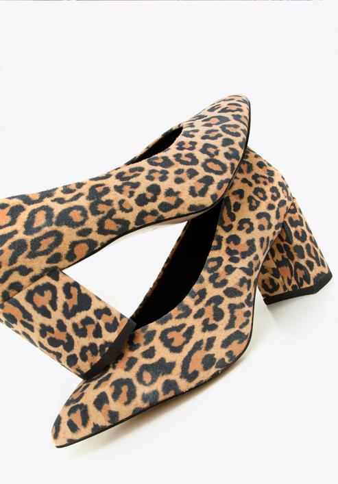 Animal print suede court shoes, black-brown, 96-D-500-1-41, Photo 7