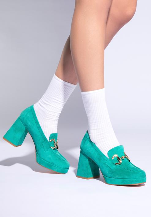 Suede platform shoes, green, 96-D-509-P-35, Photo 15